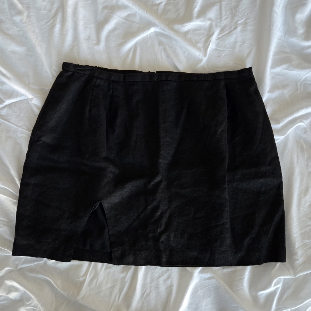 Wray side slit mini skirt, black, extra large